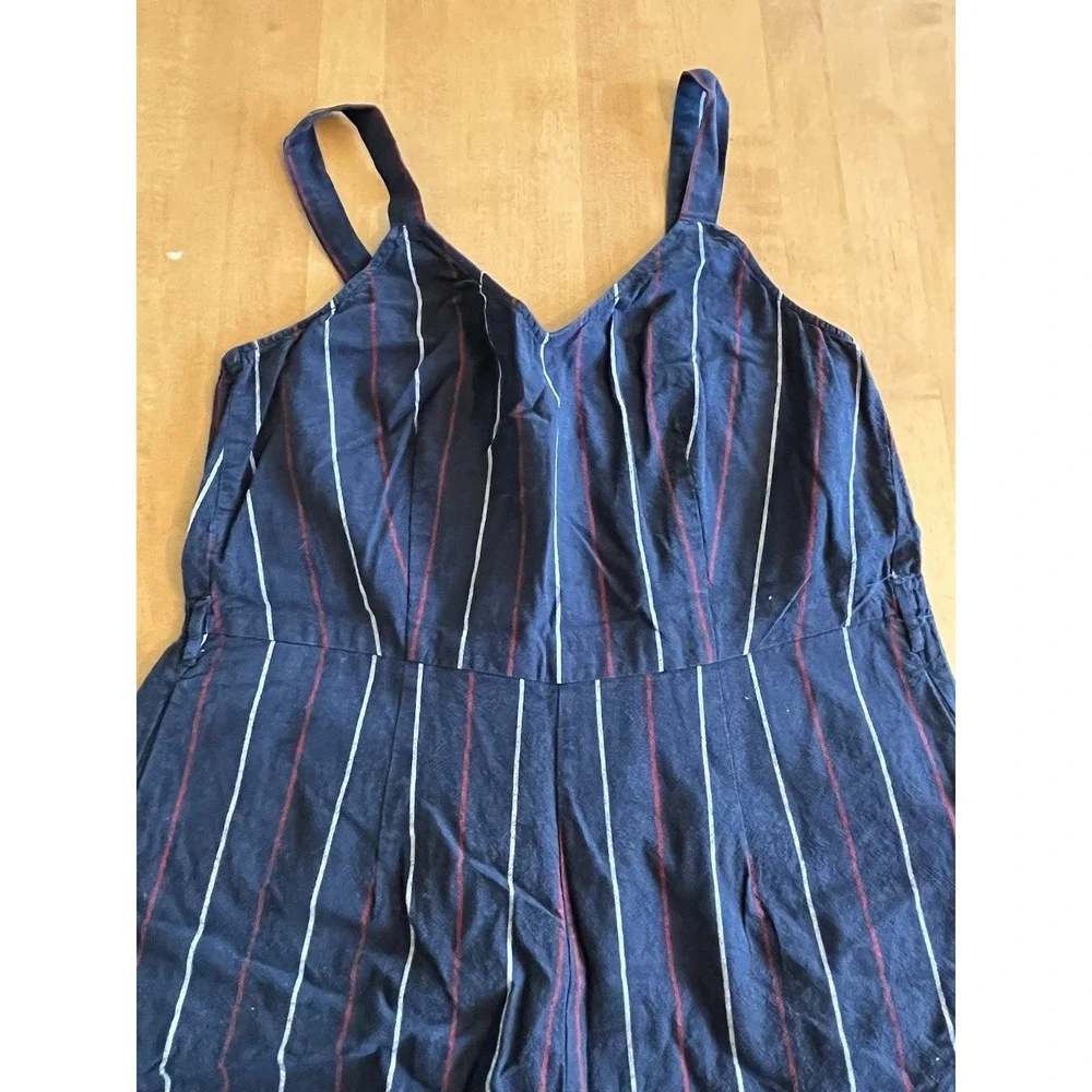 Universal Thread Jumpsuit Women's Sz M Blue White‎ Red Striped 100% Cotton
